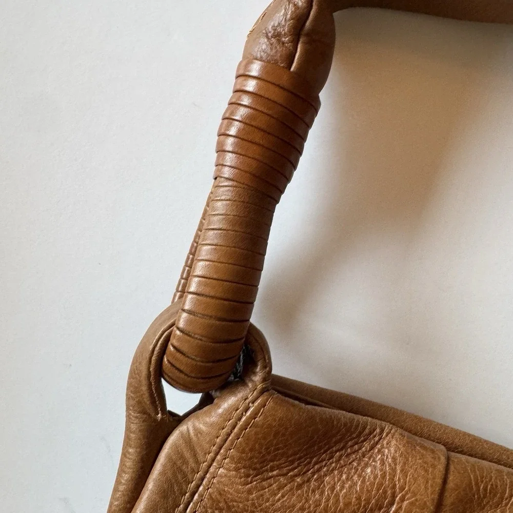 Derek Alexander Vintage Leather Hobo Bag Purse British Tan Brown Boho Large VTG